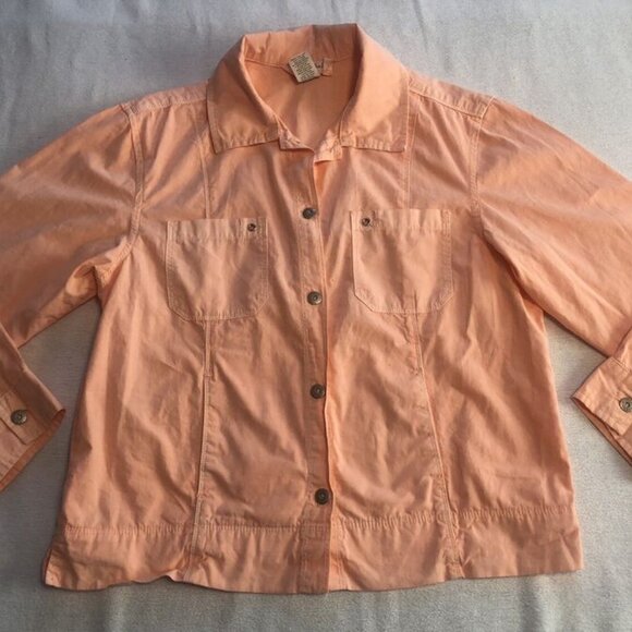 Fresh Produce Peach Button Front Cotton Top Blouse Womens Small - Picture 4 of 8